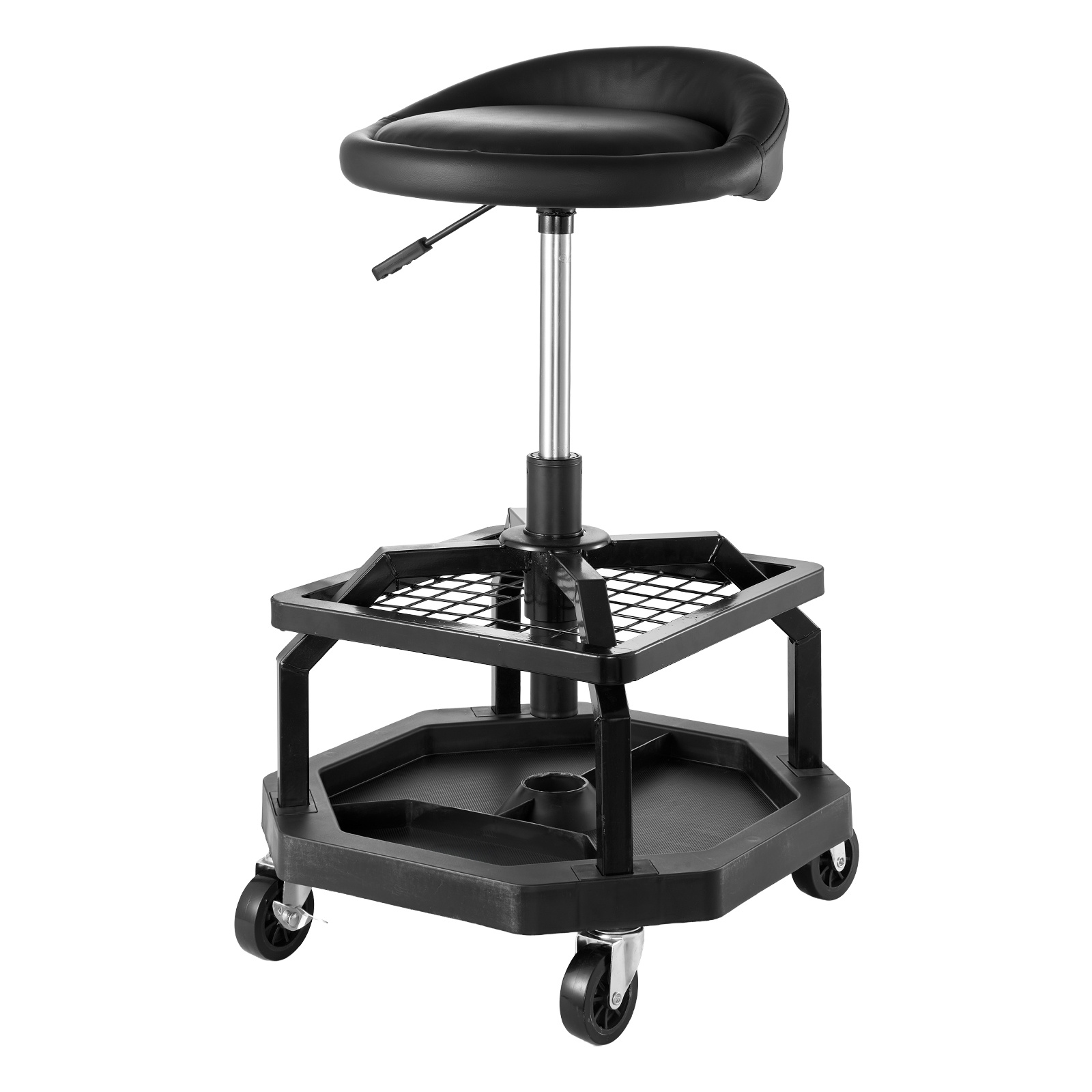 Image of Vevor Rolling Shop Stool, Pneumatic Garage seat/work stool With 300 Lbs Capacity, Adjustable Height Roller Creeper Seat, Padded Workshop Stool With Casters, For Garage, Shop & Auto Repair