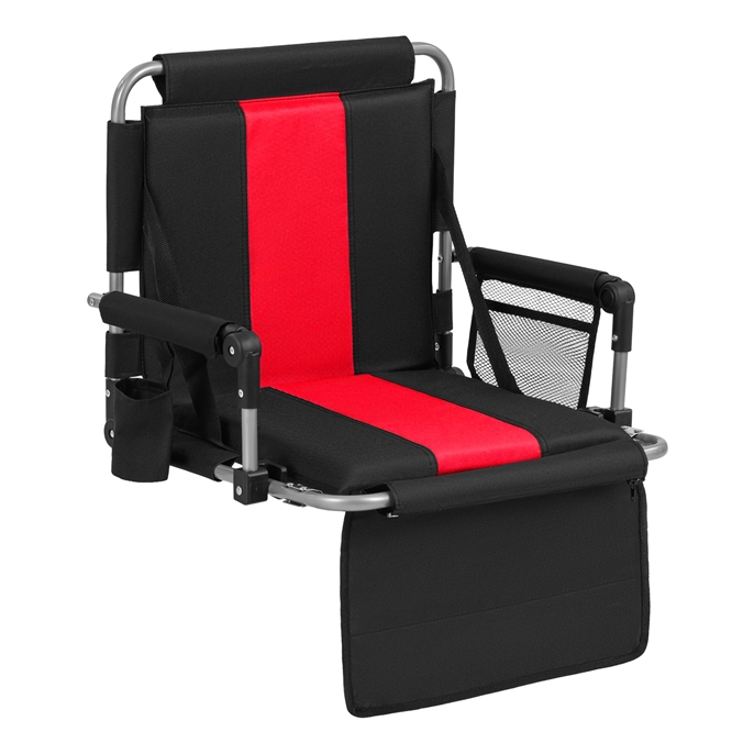 Image of Folding Stadium Seat, Padded Grandstand Chair With Backrest, Armrest, Cup Holder, Portable Stadium Cushion With Hooks
