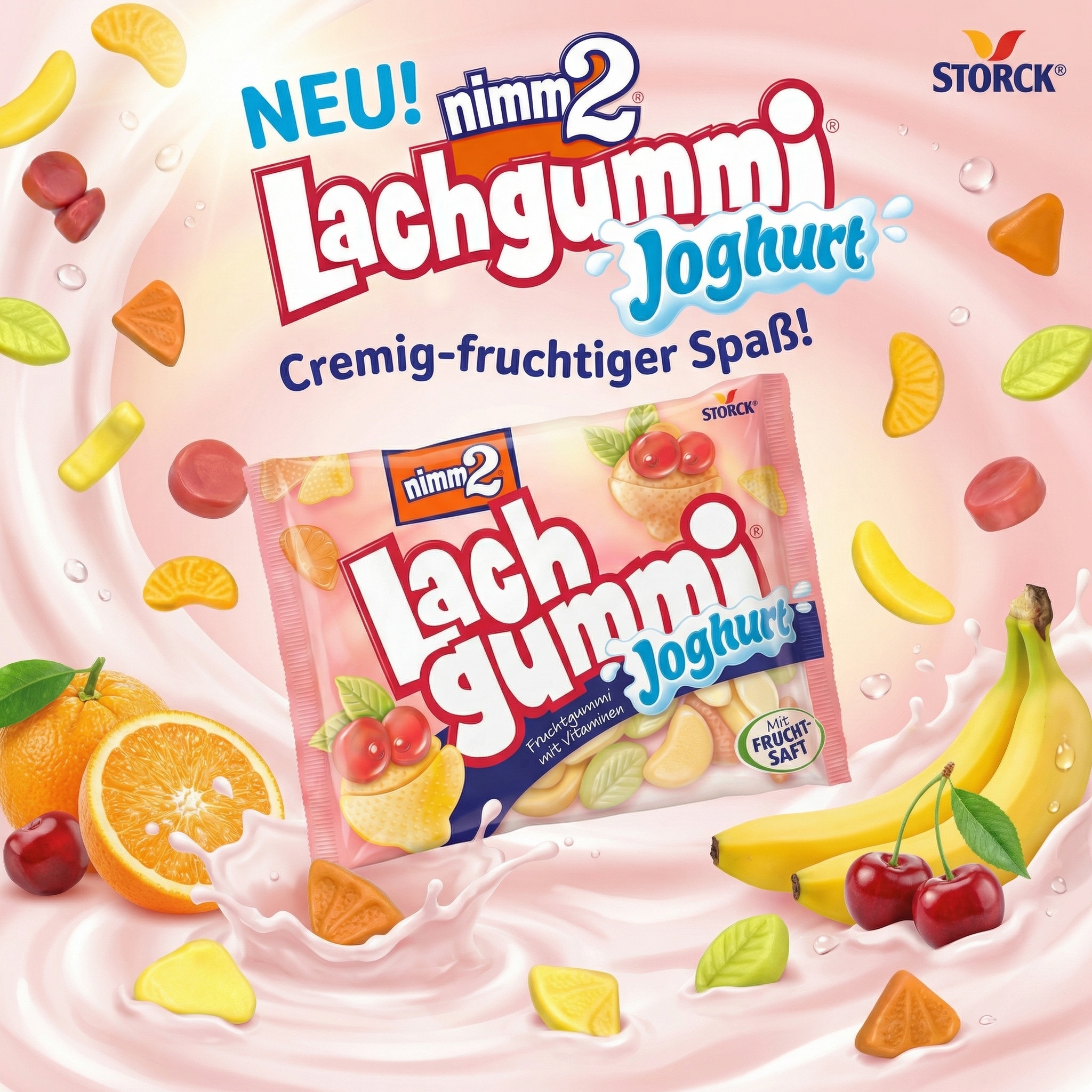 Nimm2 Laughing Gummy Yogurt 200g Gummy Candy With Fruit Juice, Sweet Candy, Fruit Gummies With Vitamins