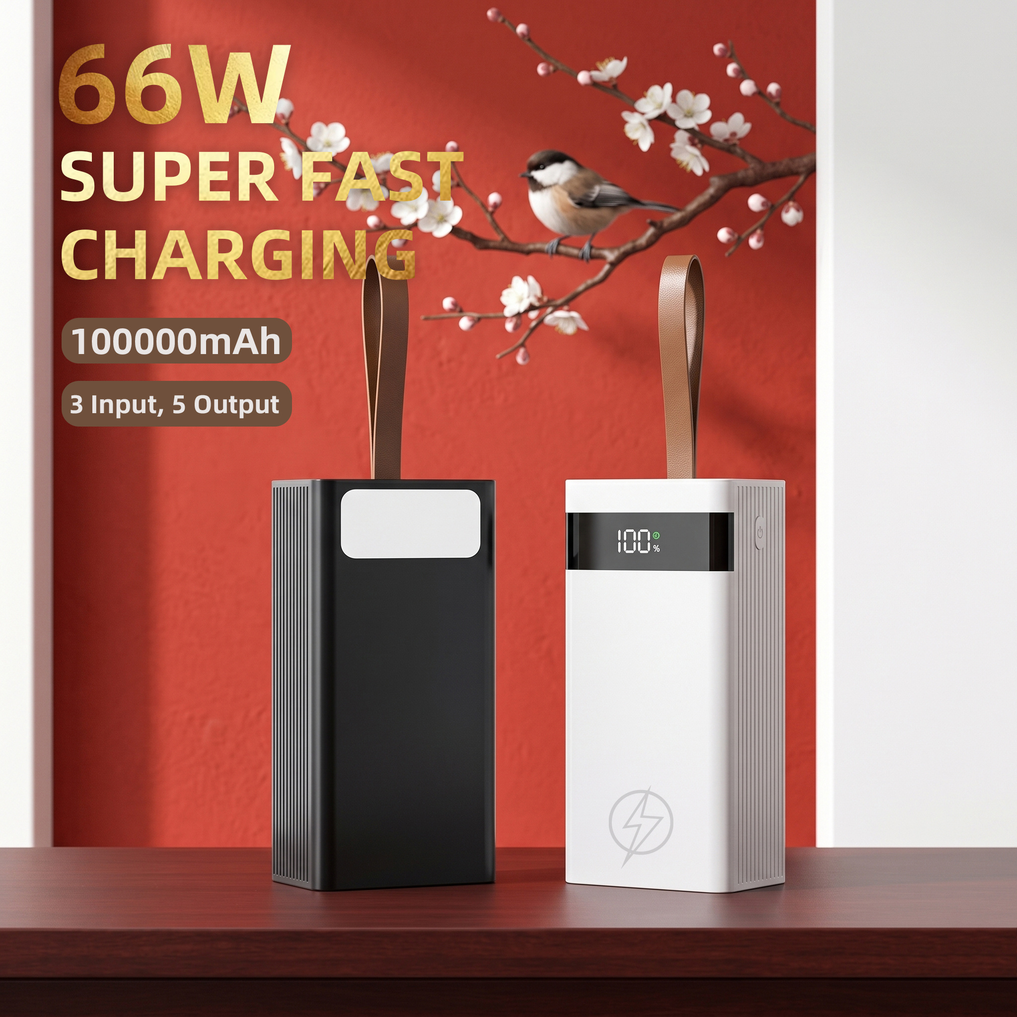 A 100000mah Power Bank With High Capacity, Featuring Quick Usb Charging, A Camping Light, And An Indicator. This Outdoor Emergency Battery Pack Is Compatible With Ios, , And Other