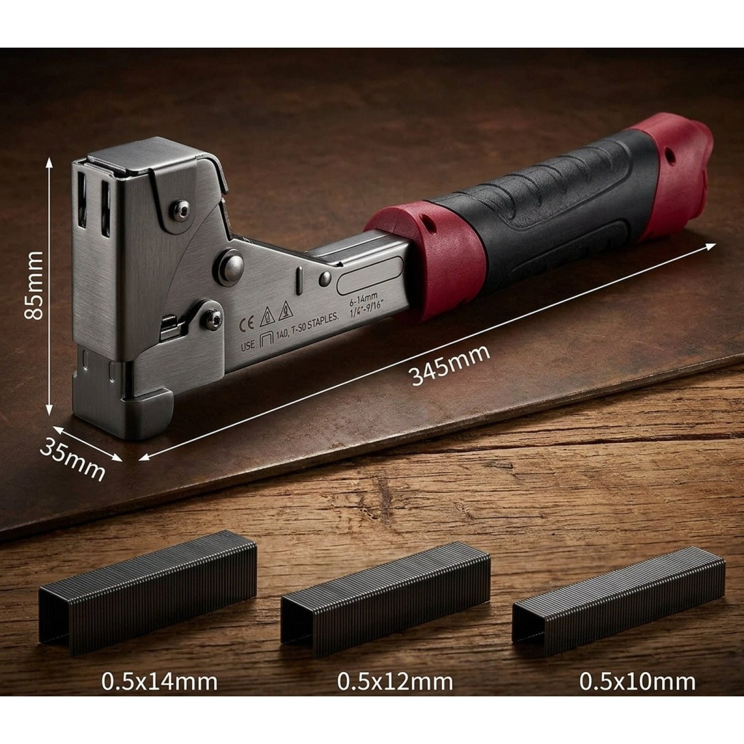 Hammer Stapler, Stainless Steel, 6-14mm, 500 , Staple Puller, Slide Lock, Hand Stapler, Nail Gun