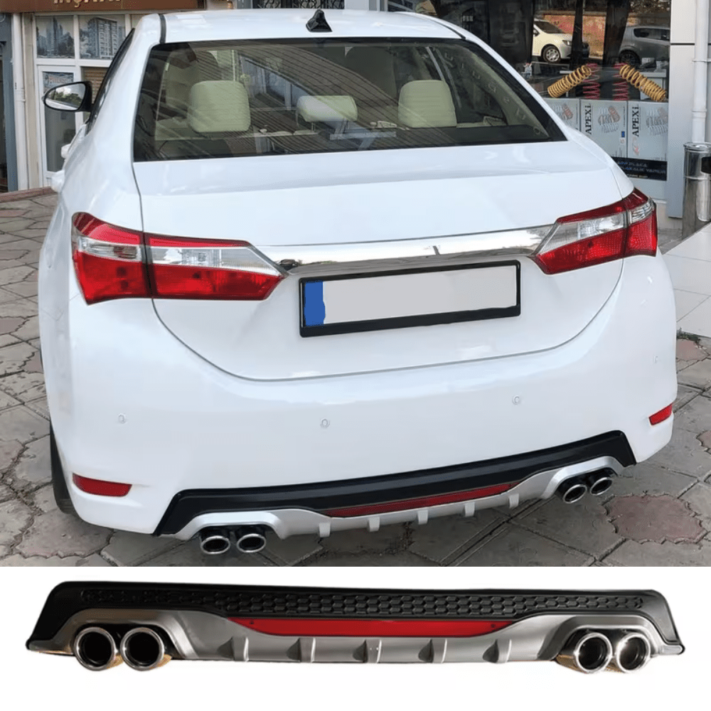 Image of For Corolla 2013-2018 & Ford Focus Sedan 2011-2014 Rear Diffuser Gray Color Abs Plastic 122x12x12 Stylish Rear Bumper Diffuser Lightweight Exterior Enhancement