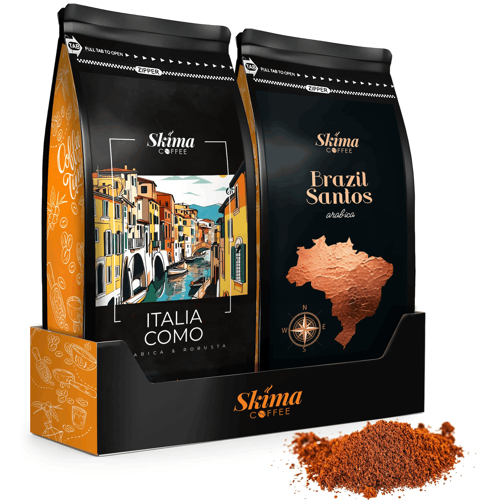 Image of Honey Coffee 500g X2 Italy Como/ Brazil Santos Skimacoffee 1kg + Free
