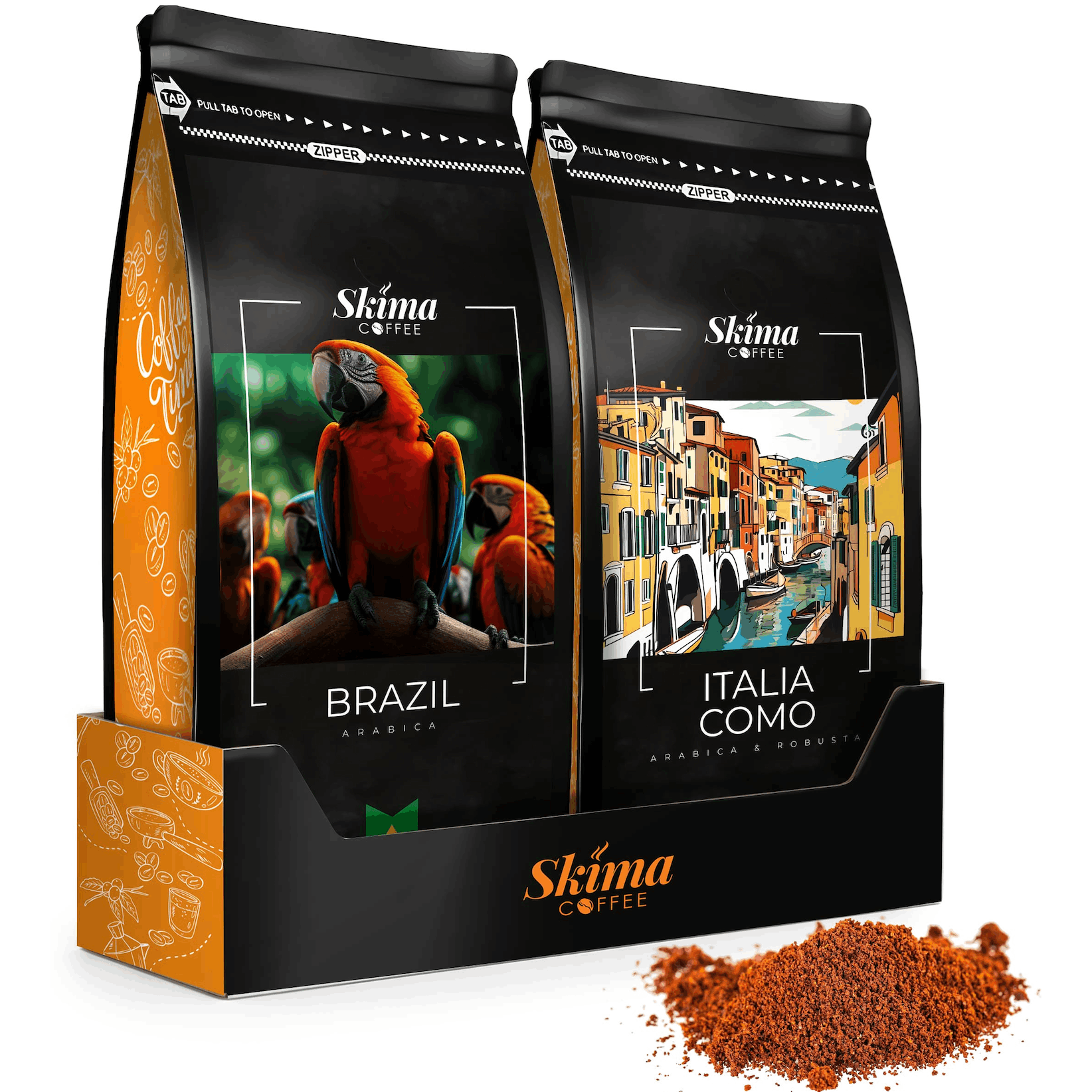 Ground Coffee 500g X2 Brazil/italy Como Skimacoffee Fresh 1kg + Free