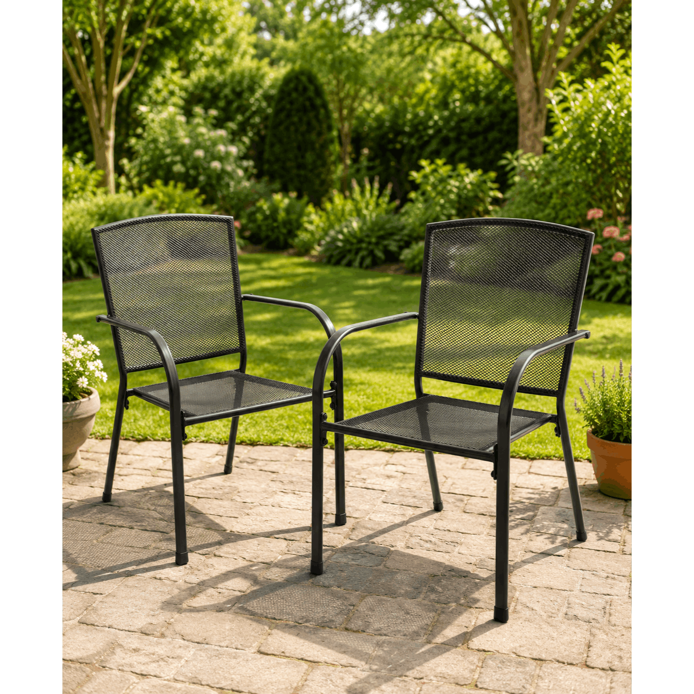 Image of Stackable Garden Chair - Weather-resistant Garden Chair Made Of , Stackable, Metal Chair With Armrests