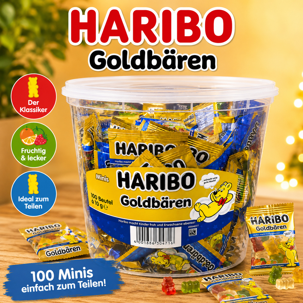 Haribo Gmbh & Co. Kg Haribo Gold-bears Good Night 100 Mini Bags With Fruit Gummies 1200g