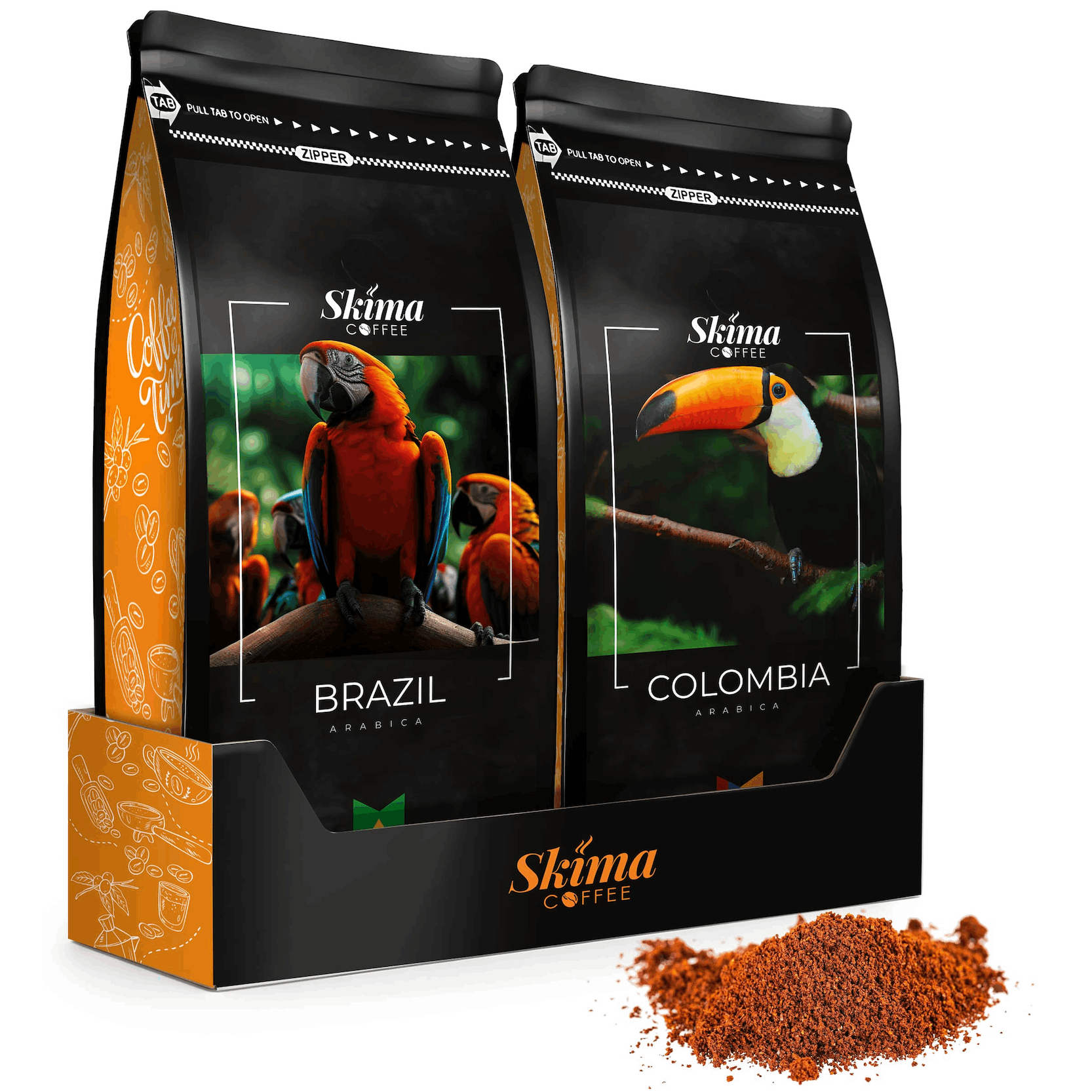 Ground Coffee 500g X2 Brazil / Colombia 100% Arabica Fresh 1kg + Free