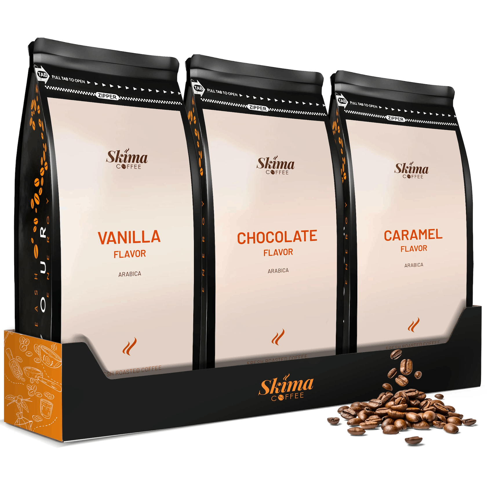 Coffee Beans 3x1kg Vanilla/chocolate/caramel Arabica Fresh+free