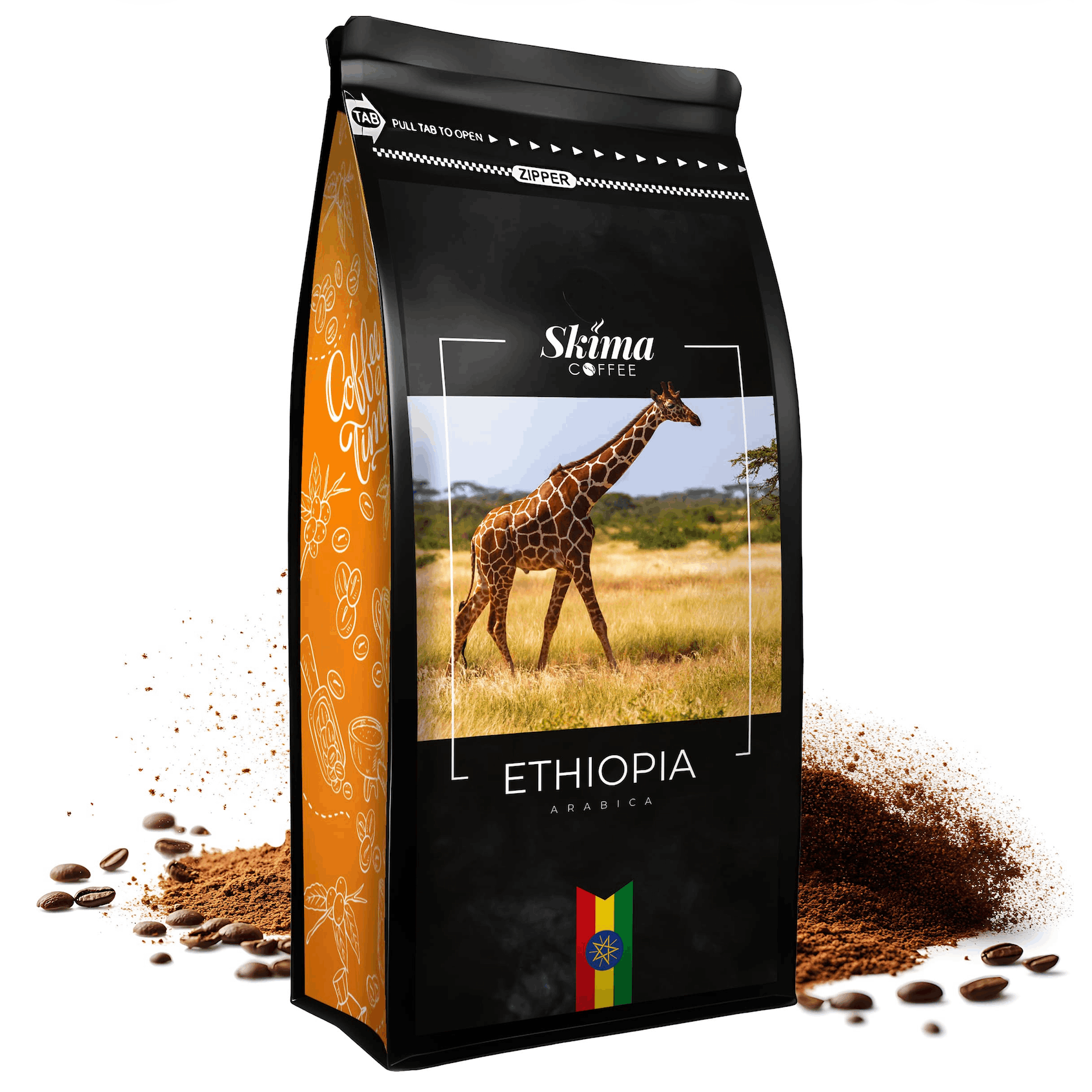 Malt kaffe 500g ETIOPIEN 100% ARABICA Nyrostat SkimaCoffee + GRATIS