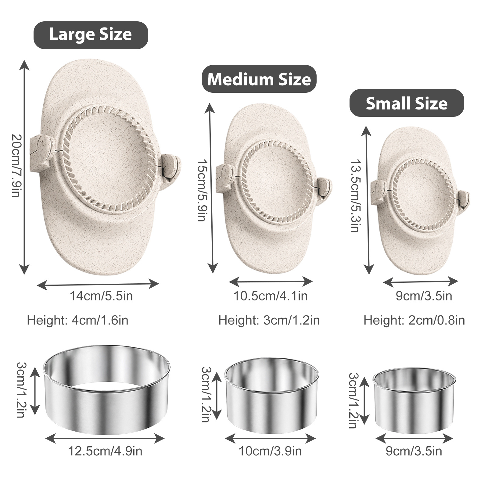 TEMU 6pcs Large Pastry Cutter Mold - Durable Plastic & Stainless Steel Dumpling Pie Cutter With Ergonomic Handle, & Clean, Baking Tool For Home/pro