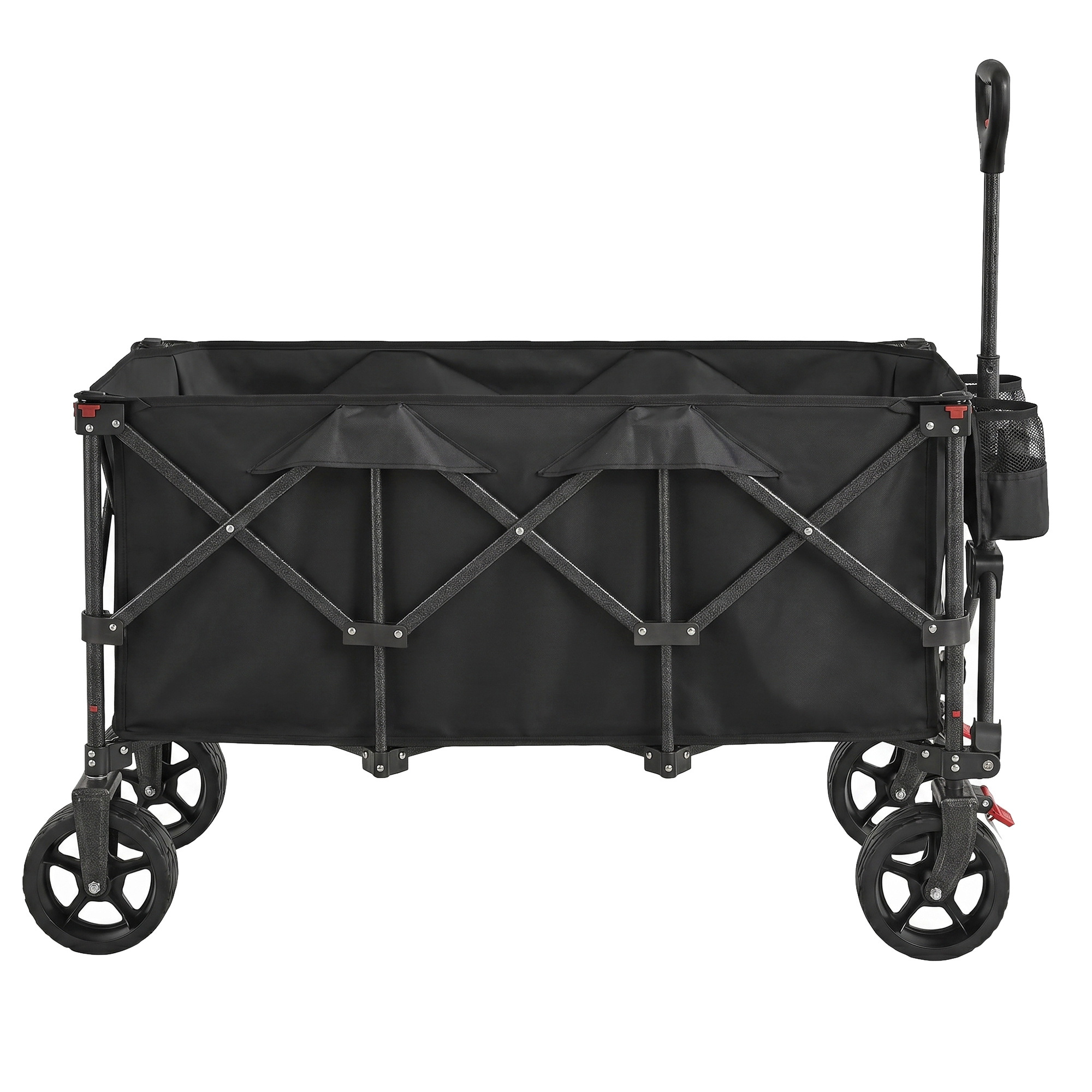 Collapsible Handcart With Handle, Dolly, 4 Removable Wheels, 200 L, Up To 150 Kg, Outdoor, Garden, Black
