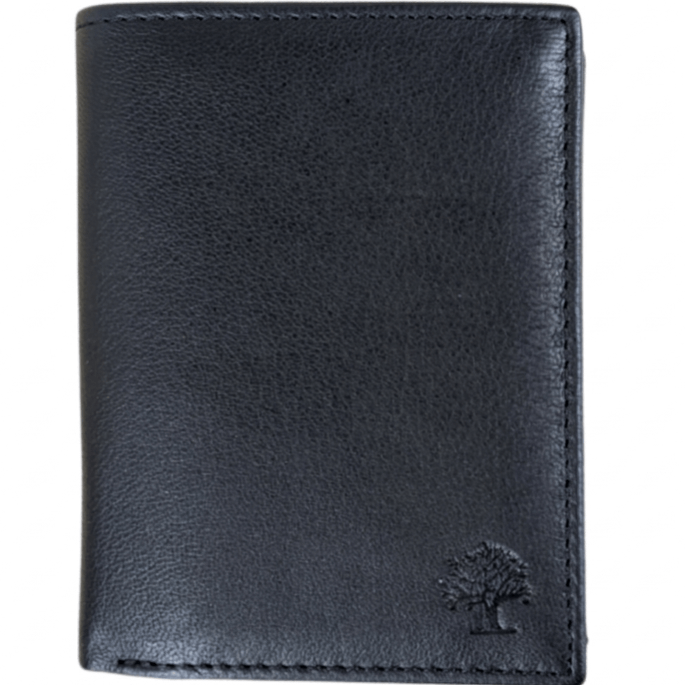 Image of Genuine Leather Lamb Yellow Purse Wallet Portfolio Upright Black Rfid
