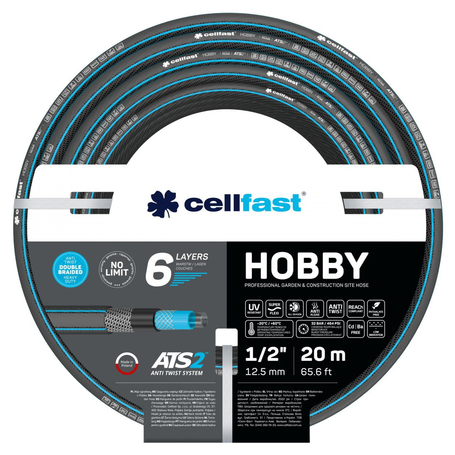 Garden Hose Cellfast Hobby Ats2 1/2" 20m 6-layer