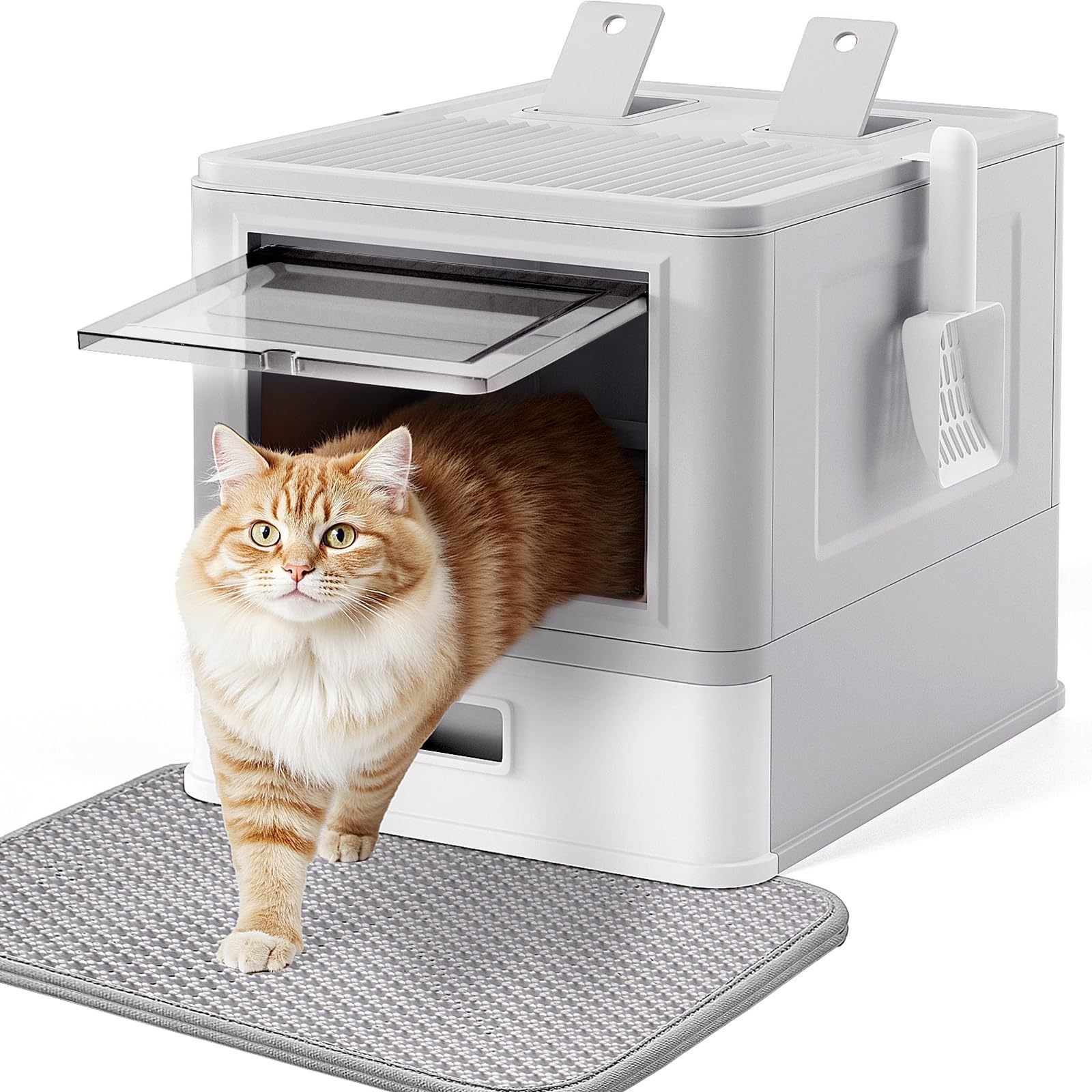 Closed Cat Litter Box With Lid, Odor-neutralizing Bag Cat Toilet In Large Size, Removable Tray With Cat Litter Mat For Cats Up To 18 Kg