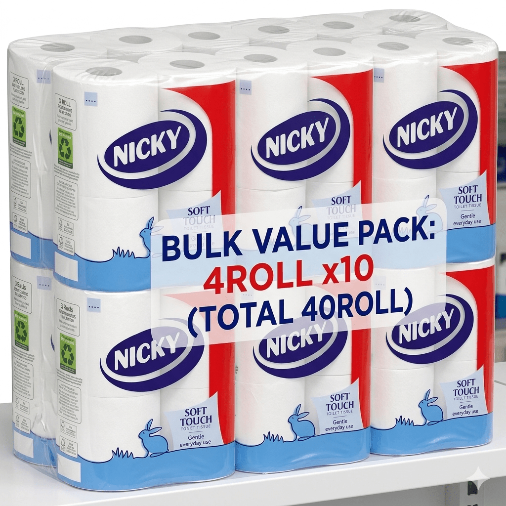 TEMU Nicky Toilet Tissue 4 Rolls Per Pack × 10 Packs (total 40 Rolls), Soft 2 Ply Bathroom Tissue, Everyday Toilet Paper Bulk Pack