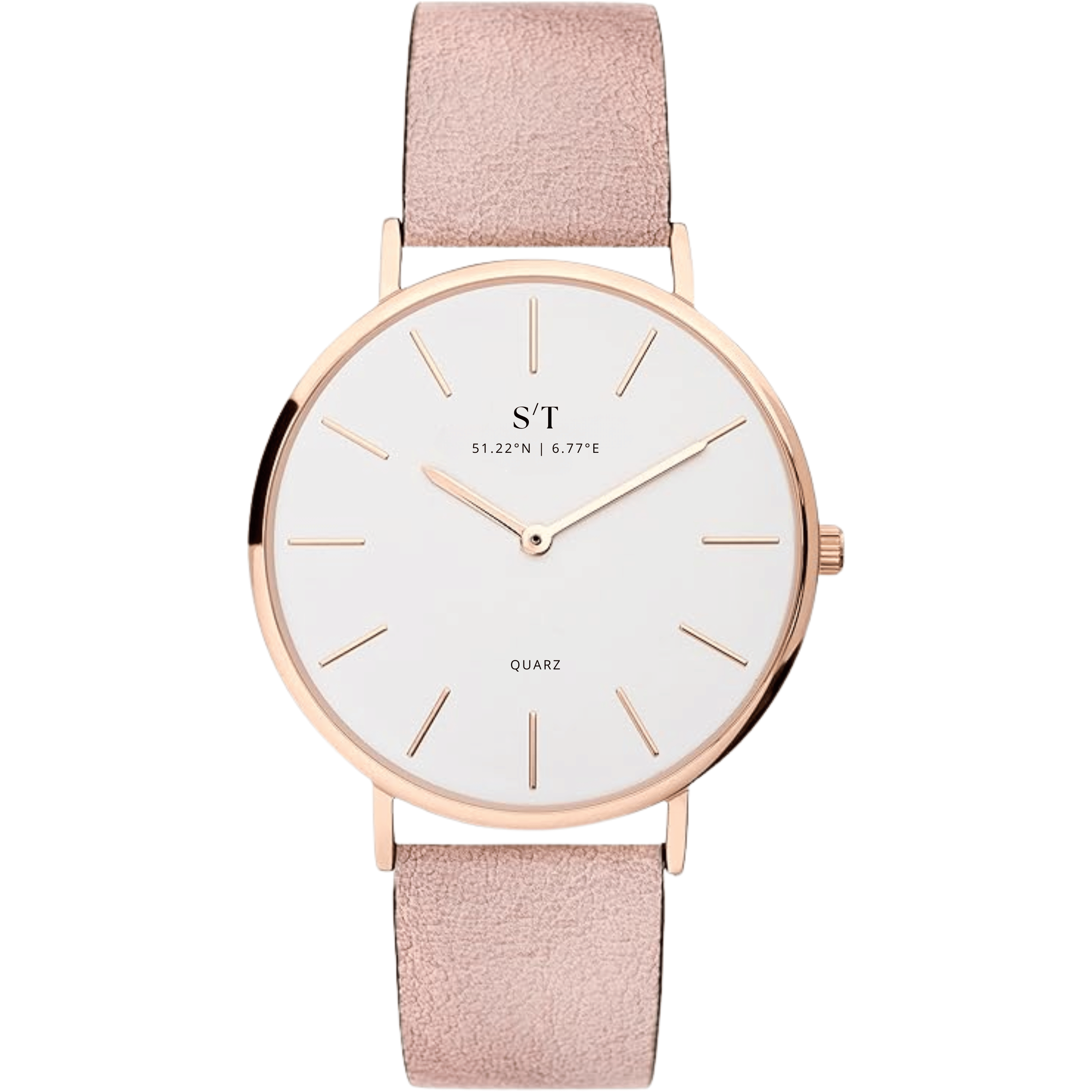 Ladies' Wristwatch With Leather Strap, Women's Watch, Women's Gift, S/t Femme Ii Ladies' Wristwatch (pack Of 1, Women's Watch), Waterproof, Round, Soft Strap, Minimalist, Small, Ø, Pink Grey