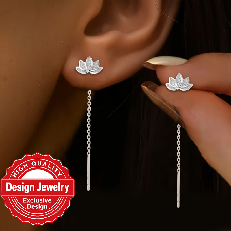 Image of Lotus Tassel Earrings For Women, Hypoallergenic Earrings, Suitable For Everyday/spring And Summer/graduation Gifts/festive Holidays