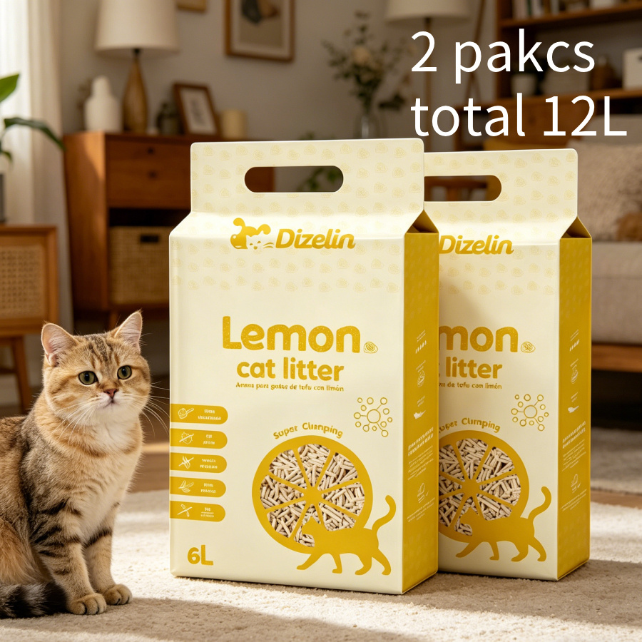 TEMU 2 bolsas de arena para gatos con tofu sabor a (6 kg) - Arena aglomerante para gatos, absorbente, sin polvo, fácil de aglomerar, los olores,