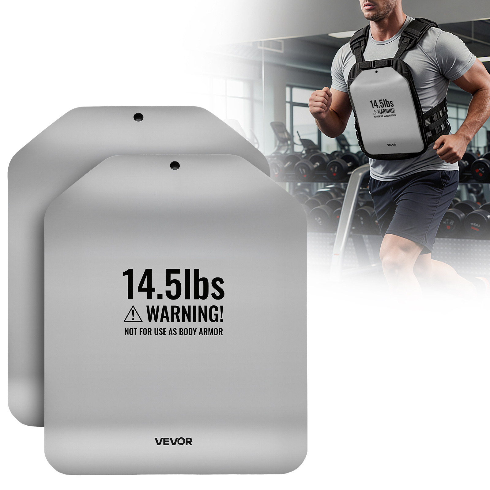 Image of Vevor Curved Weight Vest Plates, 6.6 Kg Pairs, Tactical Weighted Plates For Vest, , For Strength Training, Running, Jogging, Fitness, Heavy Workouts