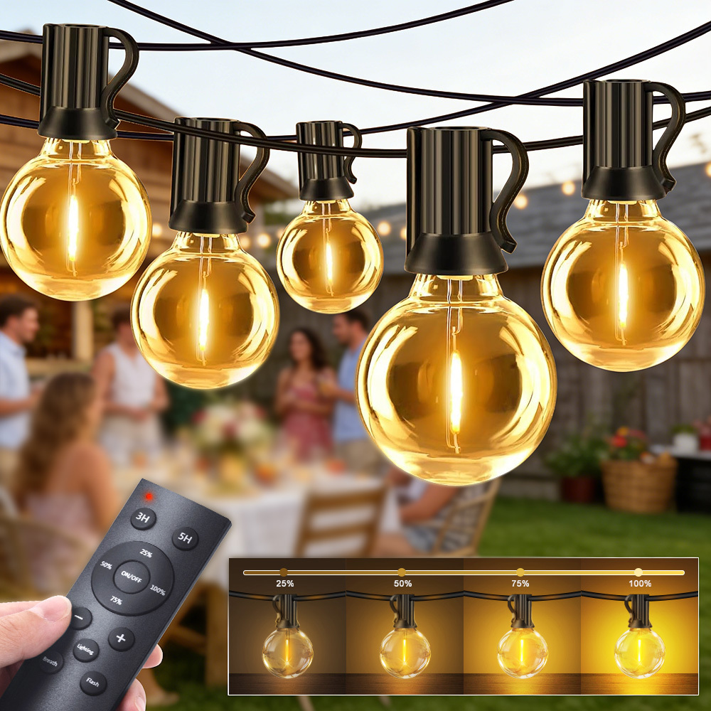 Image of Outdoor String Lights, Gardenlights, Powered 45.1m/30.49m/20.05m/15.25m Led Garden Festoon Light, Timer, Dimmable, For Backyard, Bistro, Porch, Deck, Garden Party, , Balcony