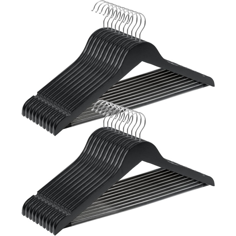 Wooden Walnut Clothes Hangers, 19-piece Set, Sturdy Rotatable Hangers For Jackets And Suits, Wide 44.5cm, Made Of Natural Wood