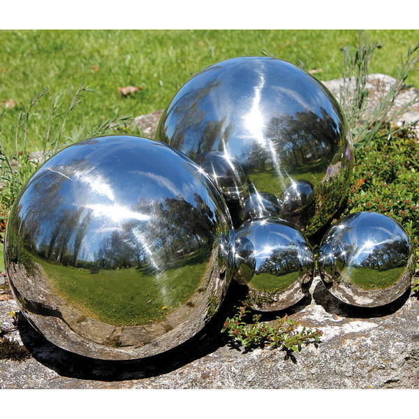 4pcs Set Of Shiny Stainless Steel Decorative Balls | Usable As Floating Balls | Indoor & Outdoor | Weatherproof | Four-piece Ball Decoration Set: 2 X Ø 10 Cm - 1 X Ø 15 Cm - 1 X Ø 20 Cm | Decoration