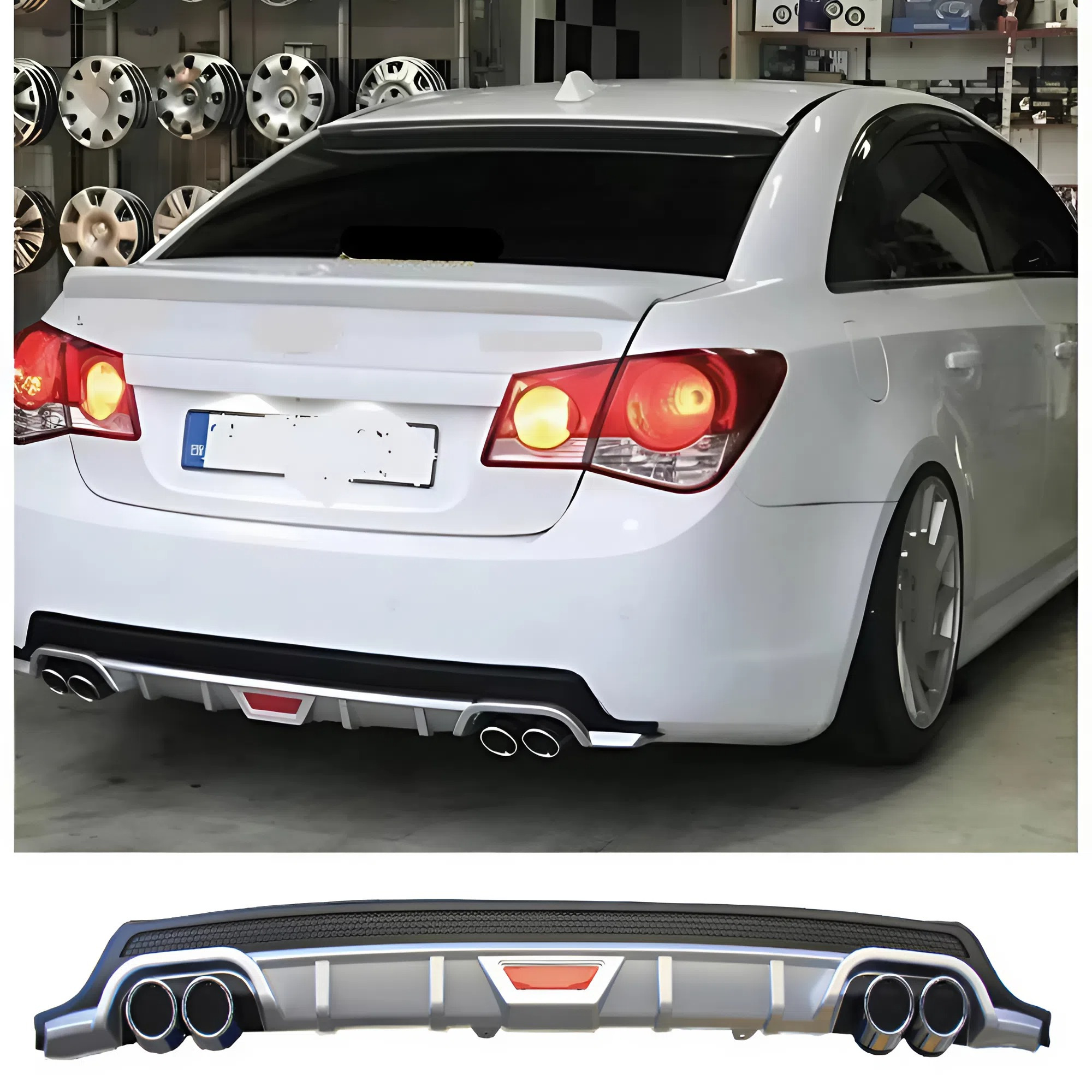 Image of For I 07-13 & Cruze Sedan 08-16 & Vw Bora 98-05 Diffuser Gray Color Abs Plastic Exterior Rear Bumper Enhancement