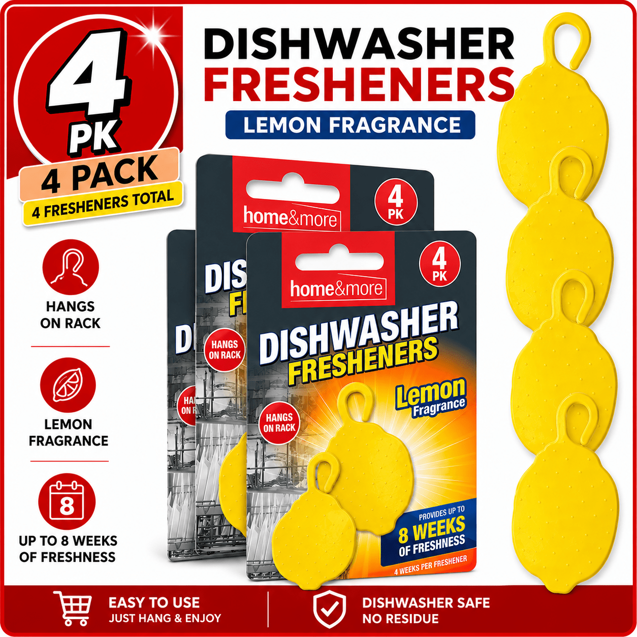 4 pack dishwasher freshener hanging lemon scent odour remover long lasting dishwasher deodoriser cleaner fresh smell in   with     easy to hang dishwasher odour   multipack