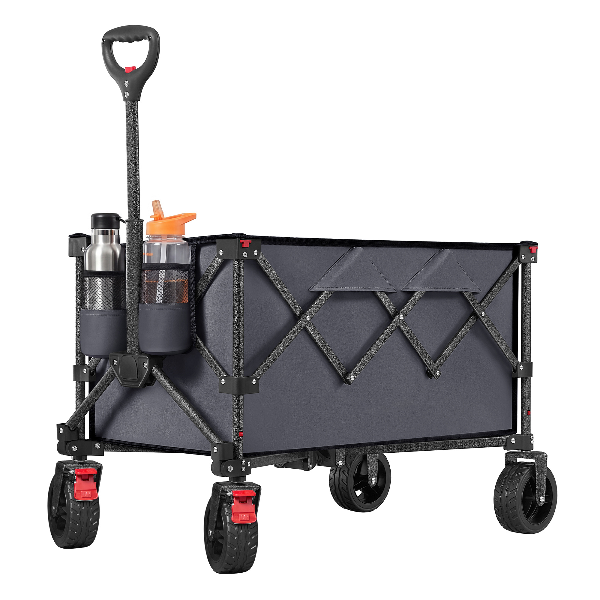 Image of Collapsible Handcart With Handle, Dolly, 4 Removable Wheels, 150 L, Up To 150 Kg, Outdoor, Garden