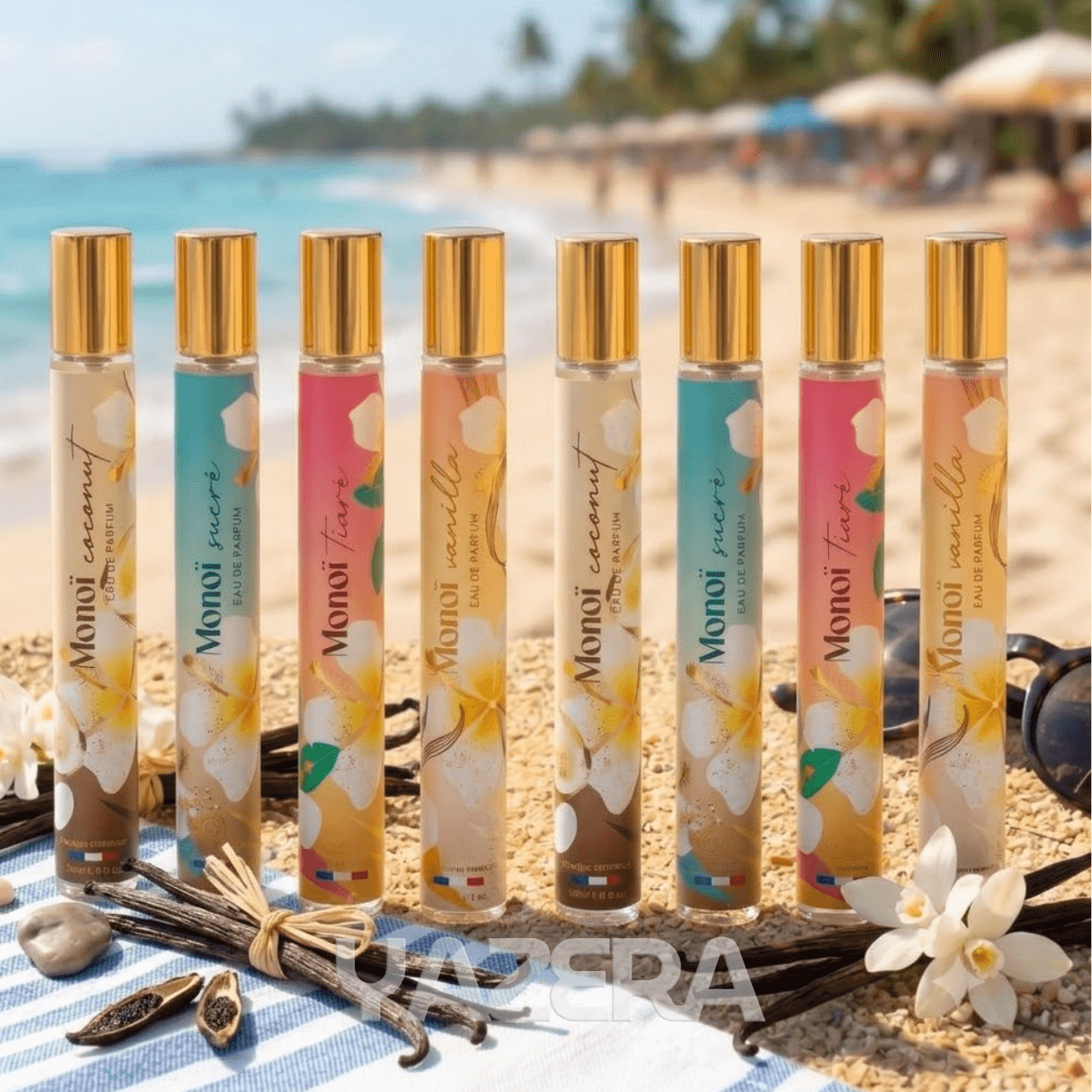 TEMU Parfum de poche-Lot de 8PCS Monoi Eau de parfum 35ml-Collection 2x +2x + 2x Vnilla+2x Coconut