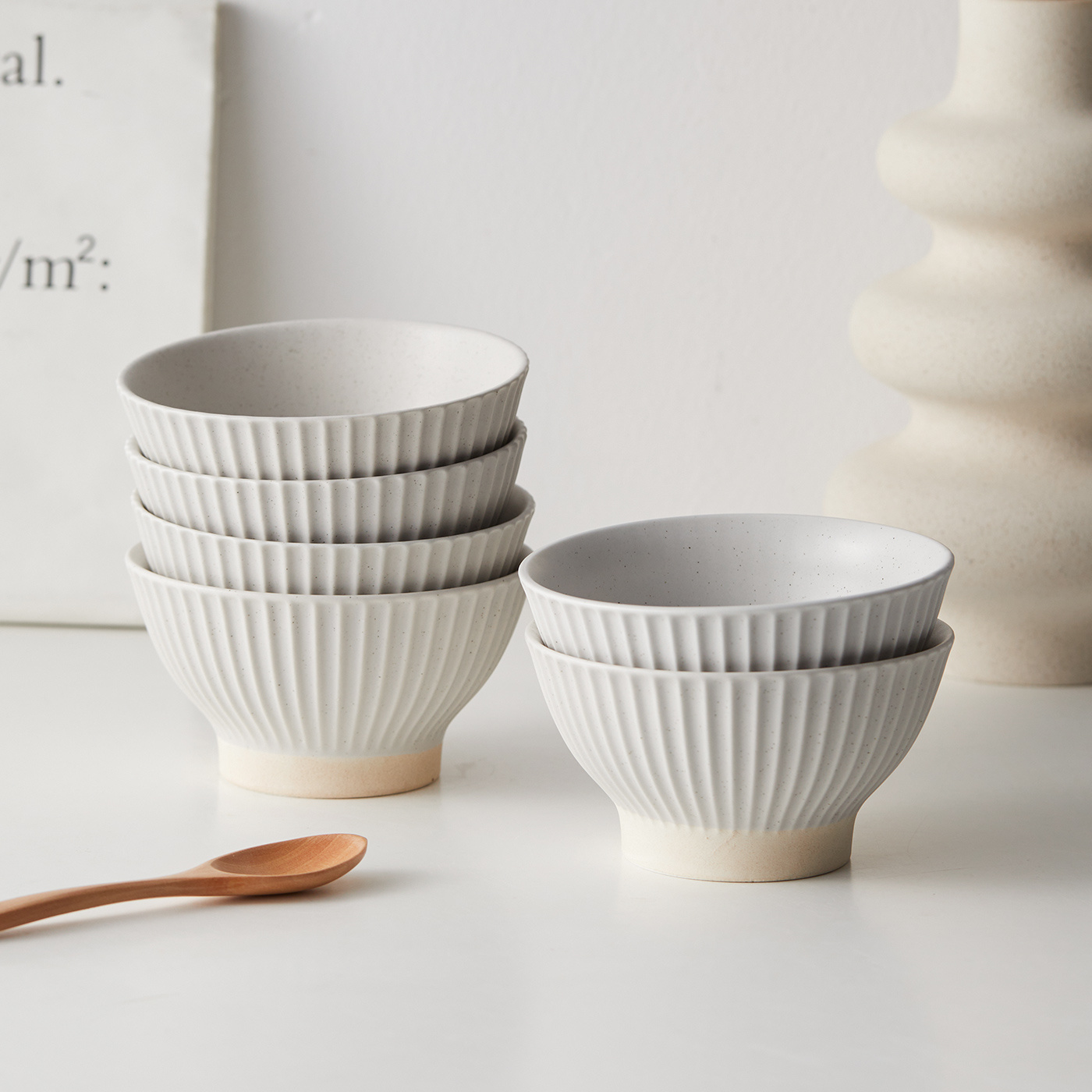 TEMU 6pcs, 4.5 Inches, Ø12cm, 310ml, Bowl Set, Ceramic Tableware, Bowl, Breakfast Bowl, Dessert Bowl, Pudding Bowl, Ice Cream Bowl, Salad Bowl, Fruit