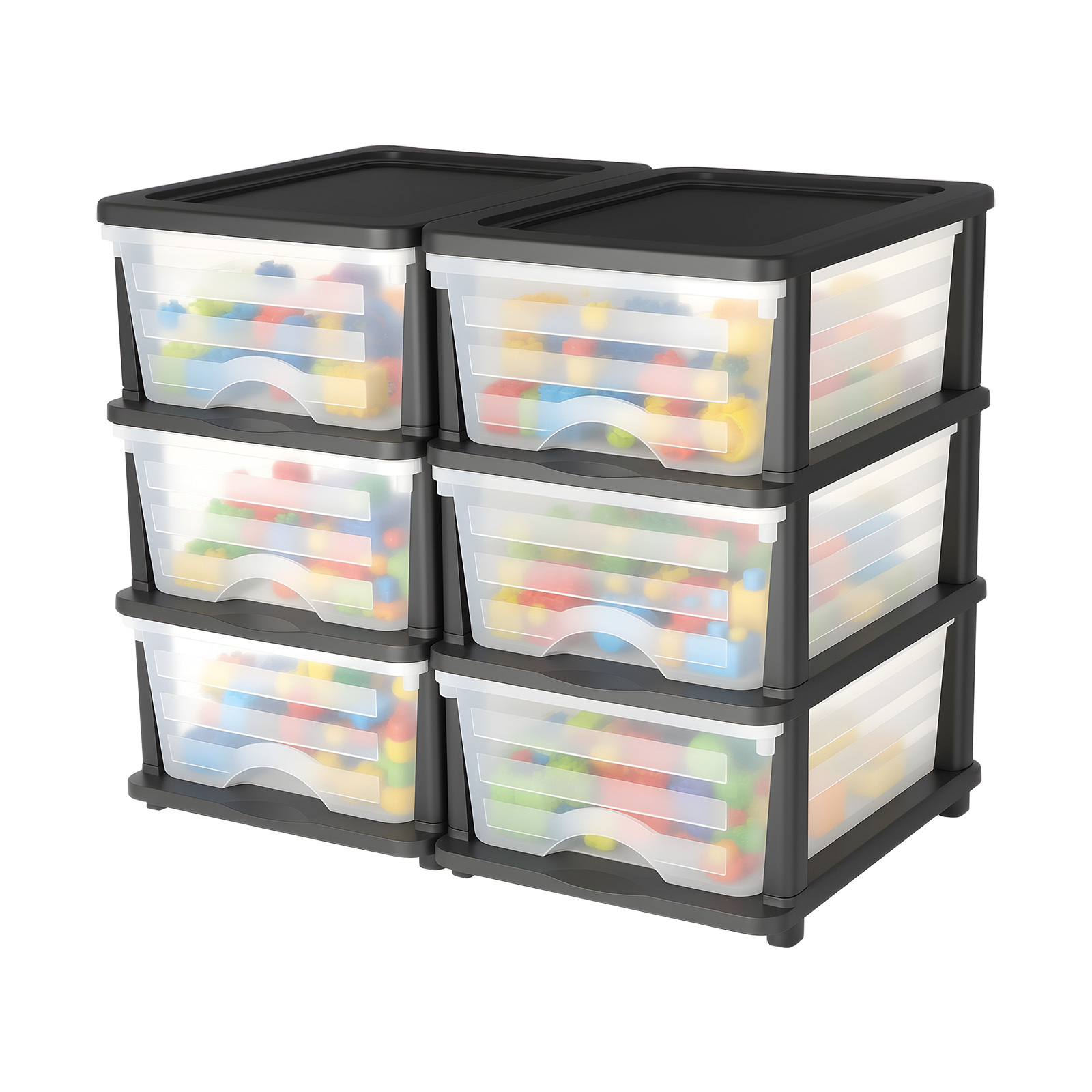 TEMU VEVOR Tiroirs de Rangement en Plastique, Lot de 2 Organisateurs de Rangement, 6 Tiroirs pour Organiser et les Séparateurs de Rangement, Vitrés