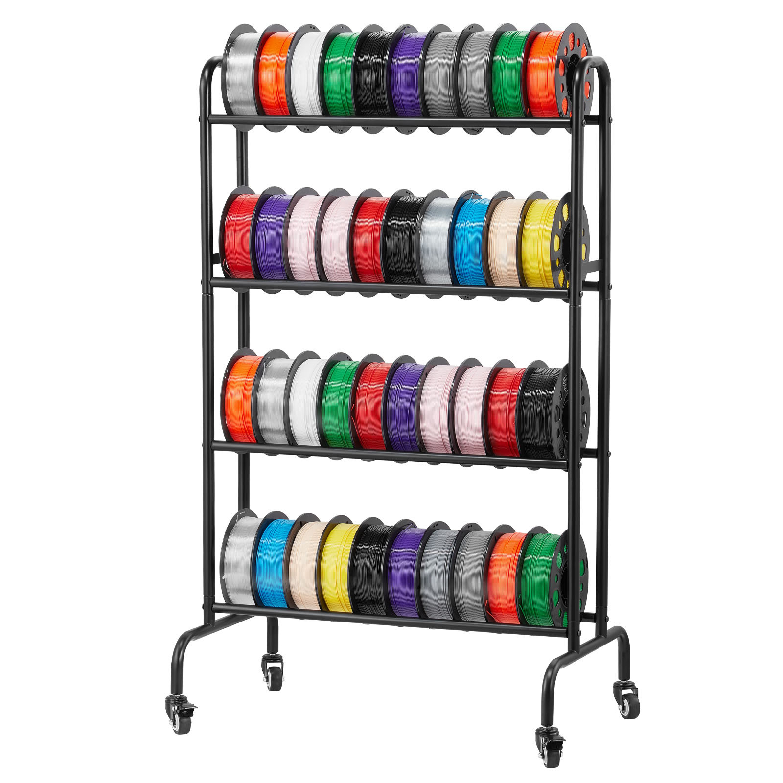 Image of Vevor 3d Printer Filament Storage Rack, 4 Tier Heavy Duty Storage Shelf, Rolling Filament Spool Holders Racks With Wheels, Filaments Organzied For 3d Printing Station, Office, Workshop (shelf Only)