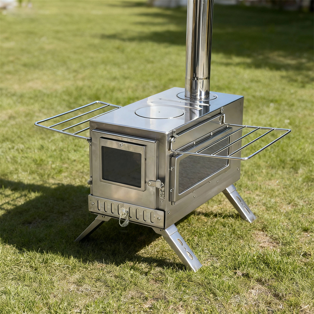 TEMU Hot Tent Stove, Stainless Steel Outdoor Wood Burning Stove 83"h Pipe For Outdoor Heating & Cooking, Ice Fishing, Hunting