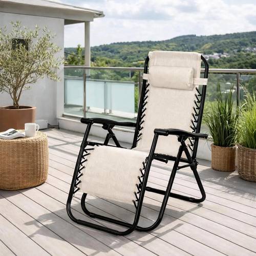 sedia gravity gravità zero con portabicchieri e telefono, poltrona pieghevole, tubi in acciaio verniciato, sedia per piscina, da spiaggia, poltrona giardino