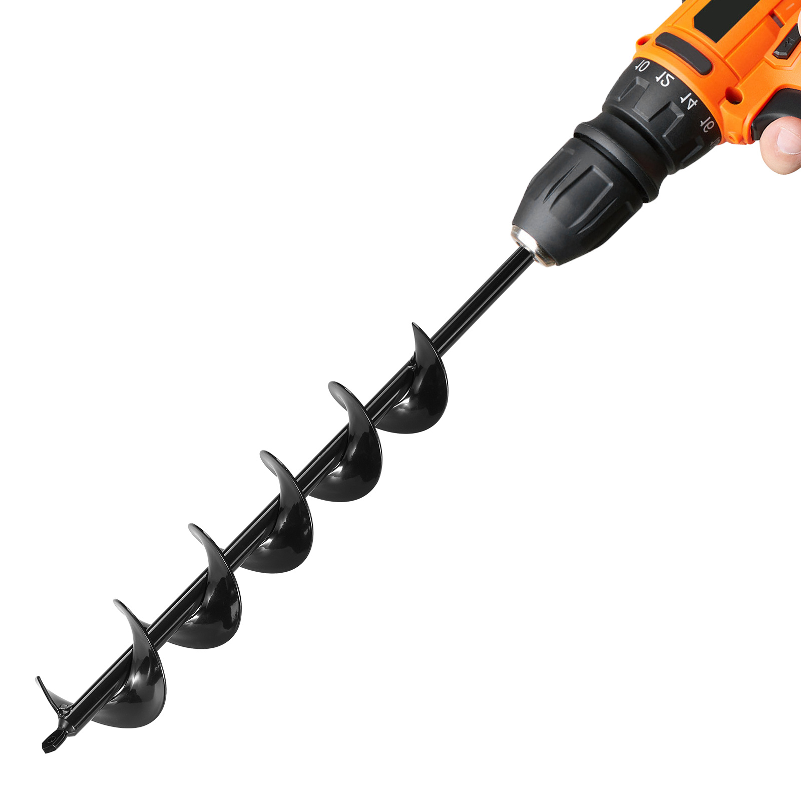 Image of Vevor Auger Drill Bit For Planting, 3.15" .62" Spiral Drill Bit, For 3/8" Hex Drive Drills, Heavy Duty Bulb Planter Tool, Hole Drilling Attachments For Hole Digger Fence Digging