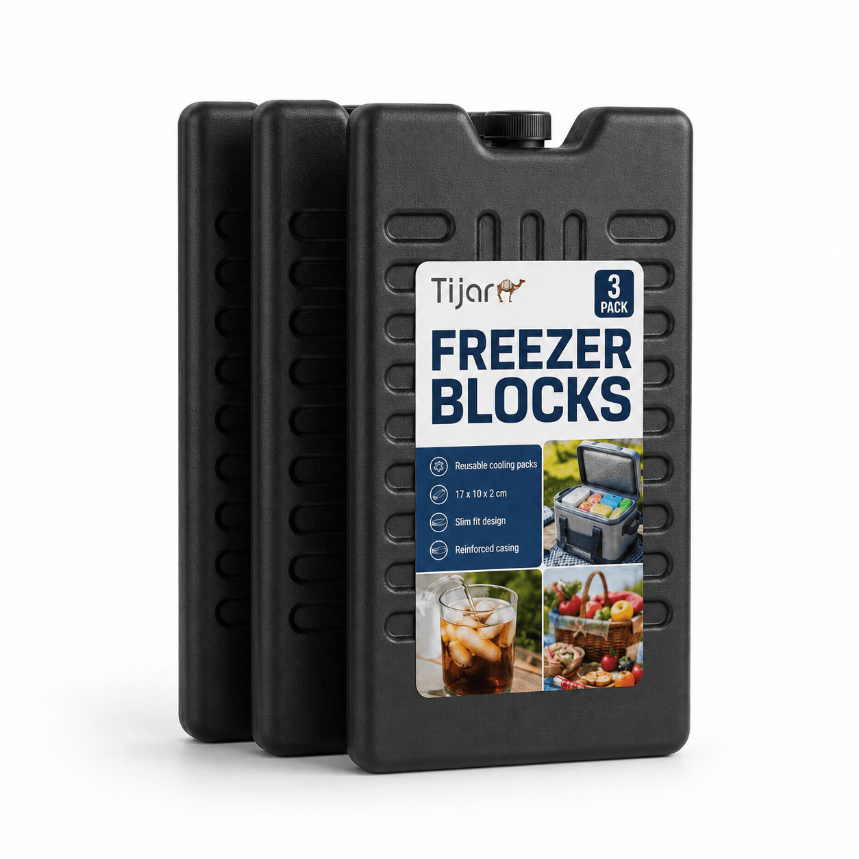 TEMU Freezer Blocks 3 Pack Reusable, Slim Cooling Packs For Lunch Bags, Cooler Bags, Picnics & , 17 X 10 X 2 Cm