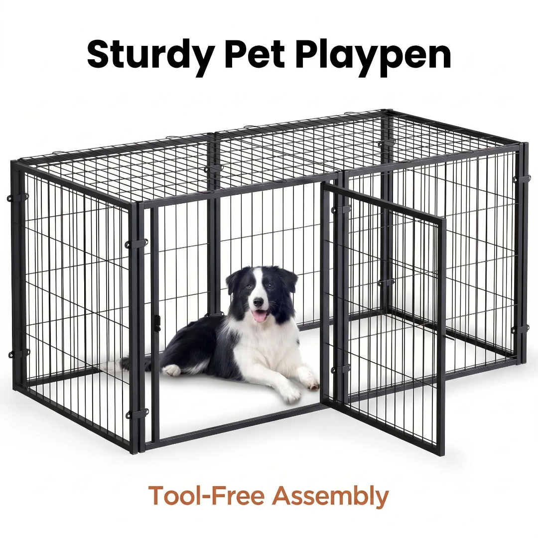 TEMU in ferro 120*60*60cm adatta per cani di , media e grande taglia. Interno spazioso, pu簷 utilizzata come cuccia grande, recinto per cuccioli, per
