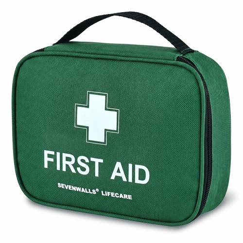 220 first aid kit bag 2 x cold ice packs burn gel emergency blanket plasters and bandages for home workplace travel holidays and sports
