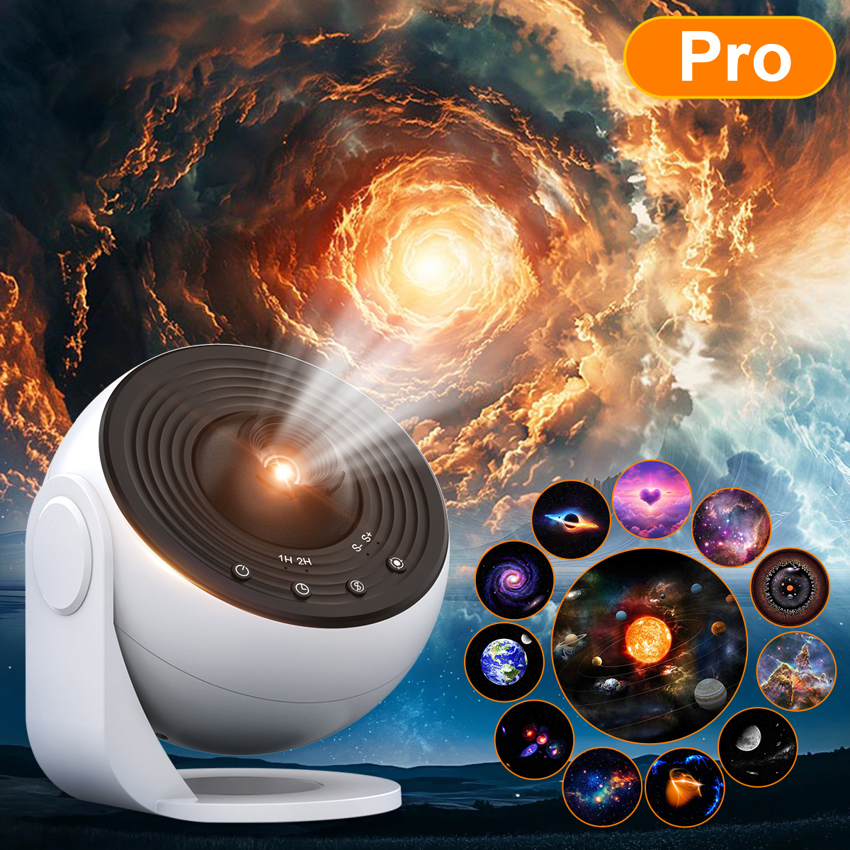 Image of Pro Starry Projector Led Light With Usb Line, 13-in- Discs, 360° Rotation With Timer, Speed , Solar System Constellation Moon For Adults, Gift, Christmas, Black And White