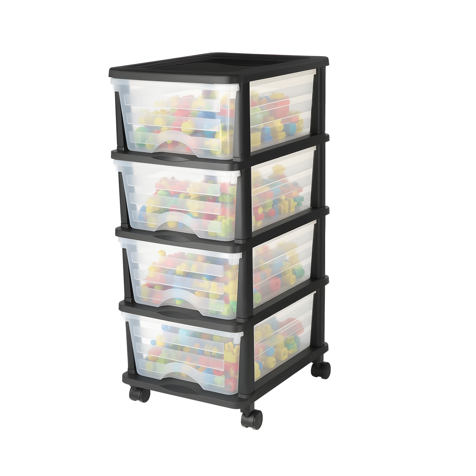 Image of Vevor Plastic Storage Drawers Cart, 4 Drawers Storage Organizer With Wheels, Rolling Closet Organization And Storage Dividers, Dresser Organizer Clear Bins For Office Supplies, Craft Rooms, Classrooms