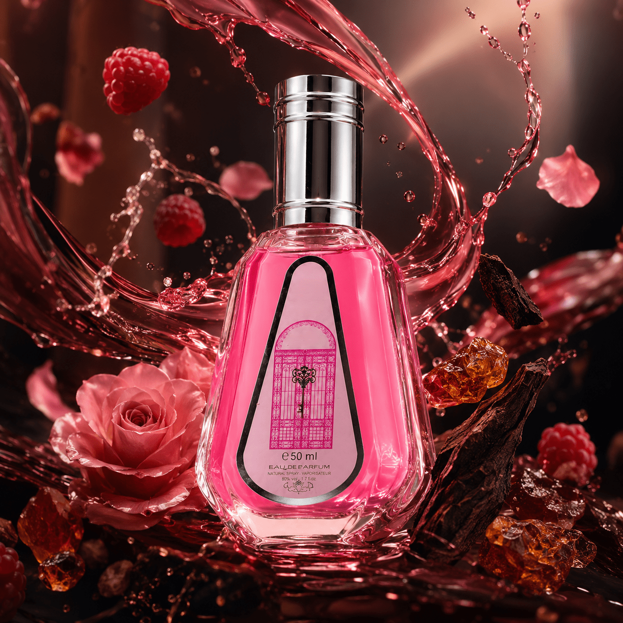 Elegant Rose Women's Perfume 50 Ml - And Fruity Notes, Long-lasting