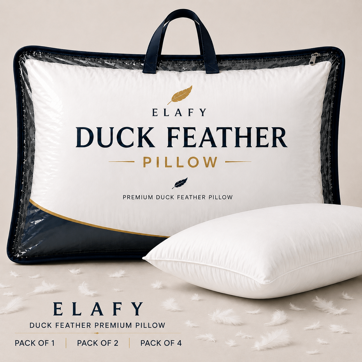 TEMU Duck Feather & Down Pillows Fluffy Filled Hotel Quality Luxury Microfiber Pack Of 1or 2 & 4 From Local Warehouse