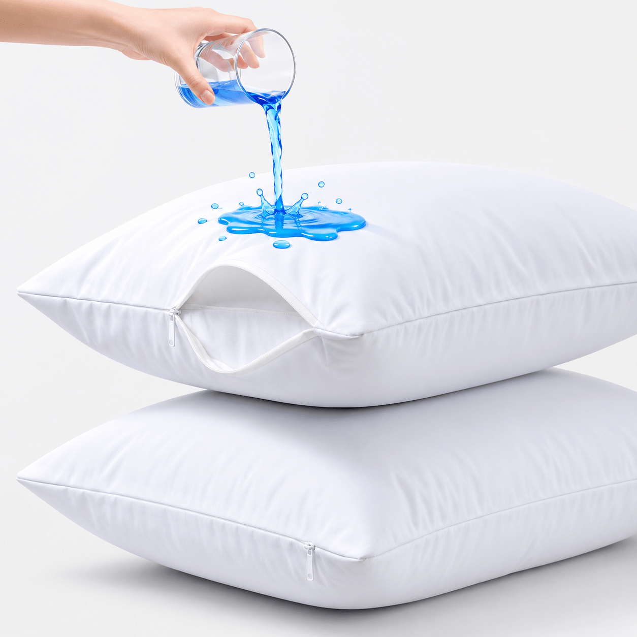TEMU Waterproof Pillow Protectors 2 Pack 50x75cm – Soft, Breathable, Zipper Closure, White Pillow Covers