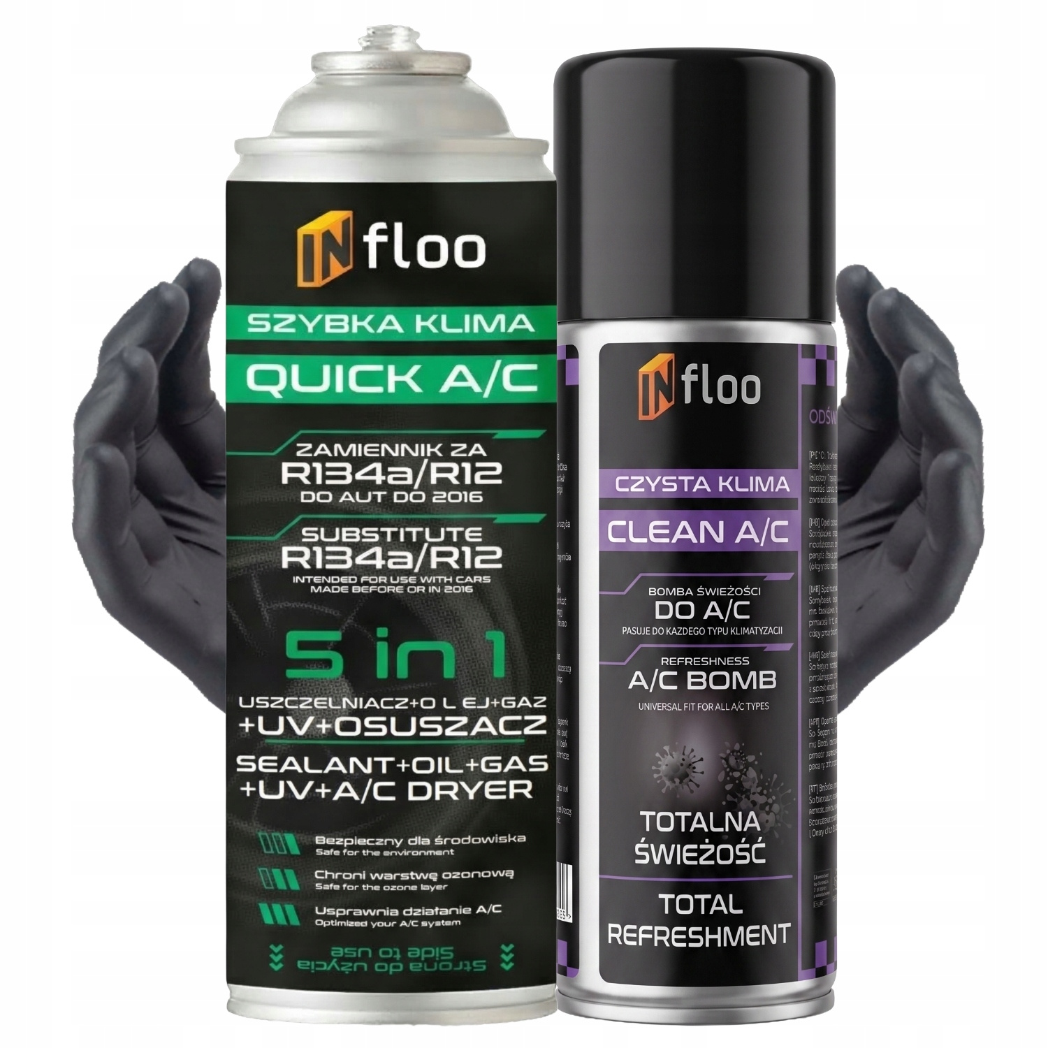 Infloo Quick Climate Kit R134a Sealant Uv Clean Climate 200ml Freshener Self- Conditioning Refill