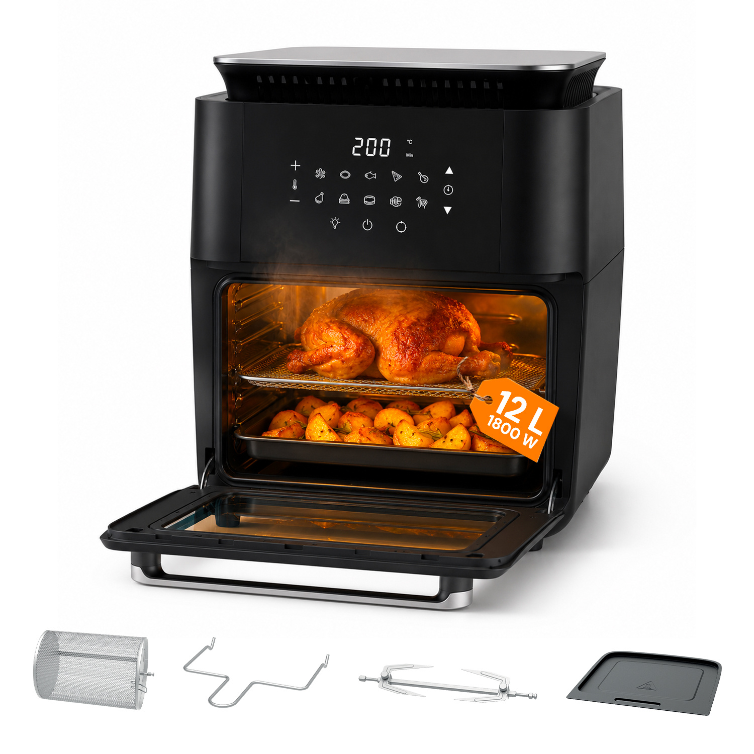 TEMU Friggitrice Aria 12L con Display LED Touch Timer 60 Min e Ricette Preimpostate