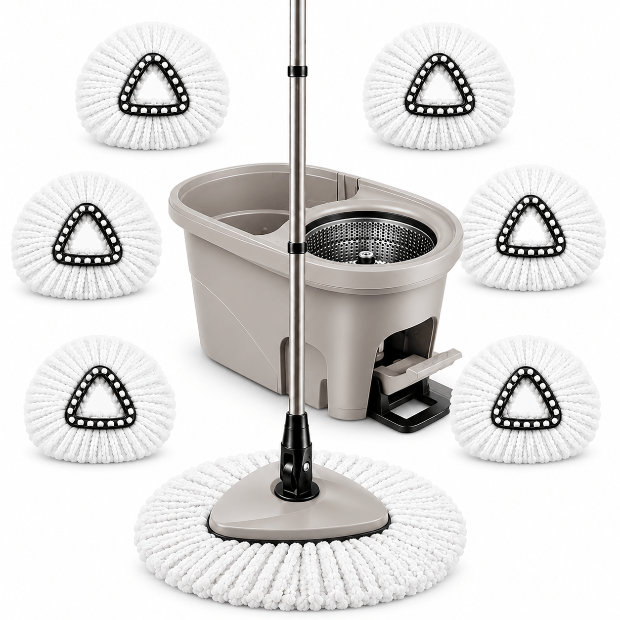 TEMU 6pcs Set Of Rotating Mop Replacement Pads, Best Quality And Durability, Mega Absorbency And Safety, Round Pads For Multi-use Mop, Washable And