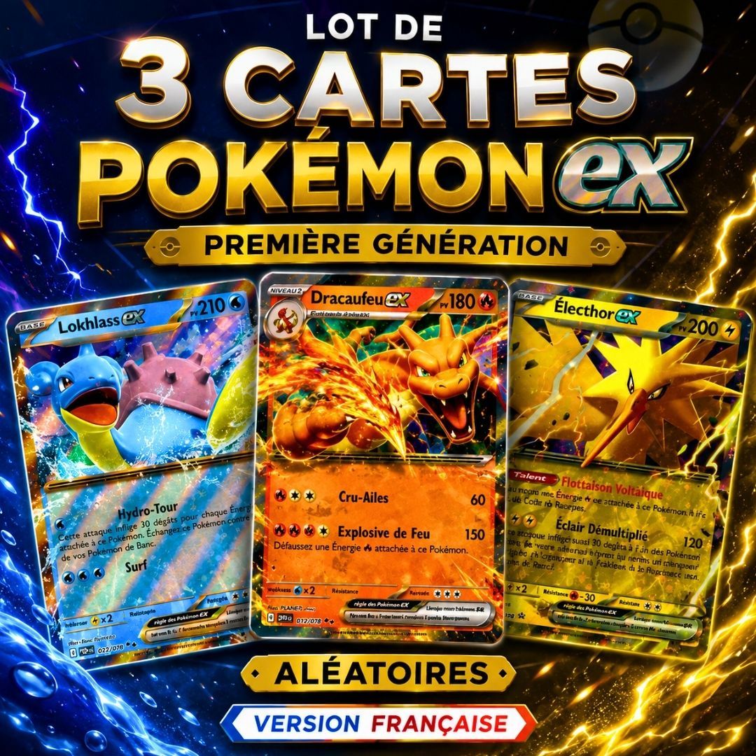 TEMU Lot de 3 Cartes Pokémon EX/V Première Génération Aléatoires - - Ultra - 100% -
