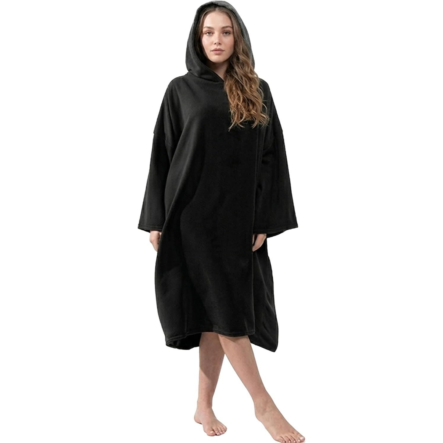 TEMU Women’s Hooded Poncho Changing Robe – Quick Dry Microfibre Swim Surf Beach Towel Robe, Large Absorbent Changing Towel For Swimming, Gym & Travel