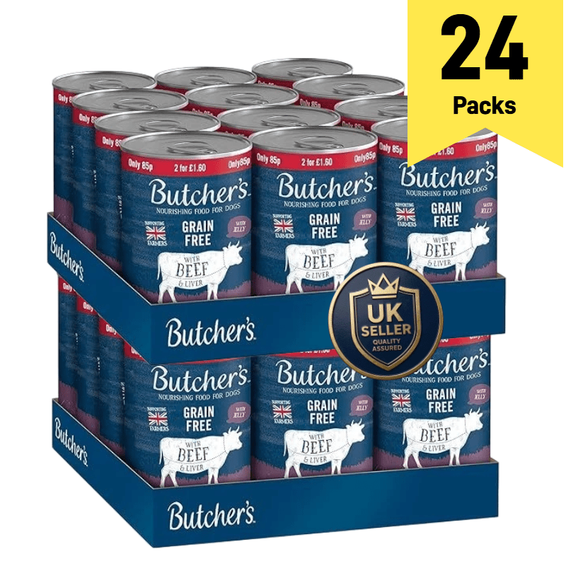 TEMU Butcher's Beef & Liver Food, 400g Per Can (pack Of 24) - Healthy Classic Loaf For Adult Dogs, Promotes & Absorption, Perfect For Interactive